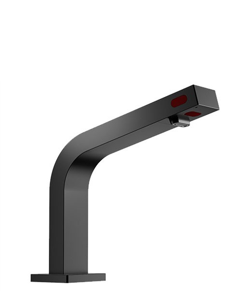 Matte black sensor tap with manual override sensor